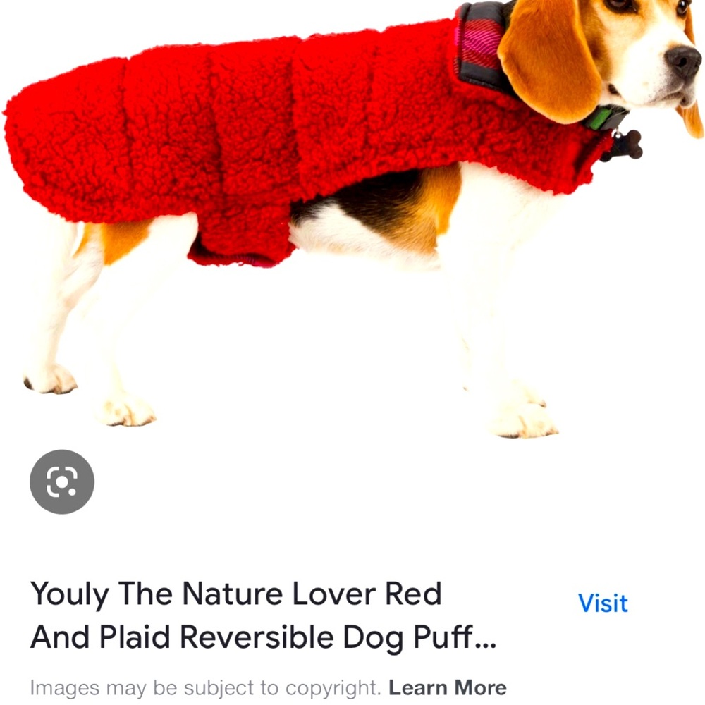 Youly NWT Red plaid Christmas Dog Coat Reversible Fleece sweater small